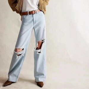 NWT Free People Tinsley Baggy High Rise Jeans Denim Wide Leg We The Free 26